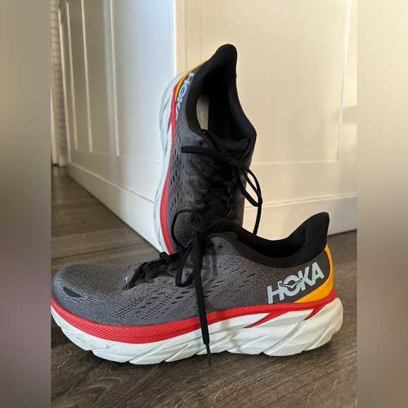 Hoka One One Clifton 8 Running Shoes Men Size 9.5D Gray Comfort Low Top Sneakers - Picture 8 of 11